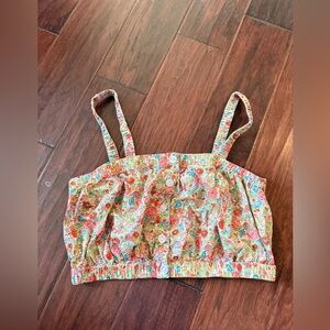 Roller Rabbit Elysian Day Woven Square Neck Miley Crop Top size small